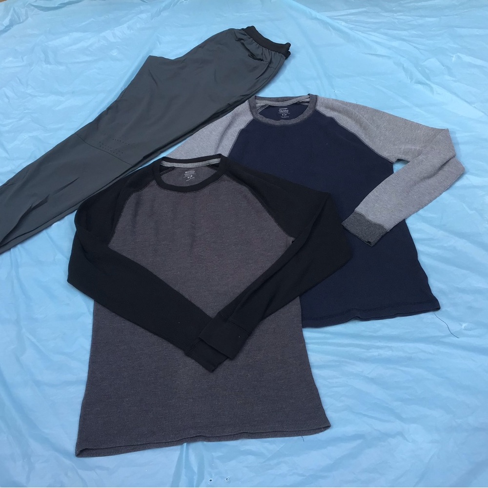 Boy’s Long Sleeve Thermal Shirts + Like New  Hill City Pants, Fit as Larger Boys